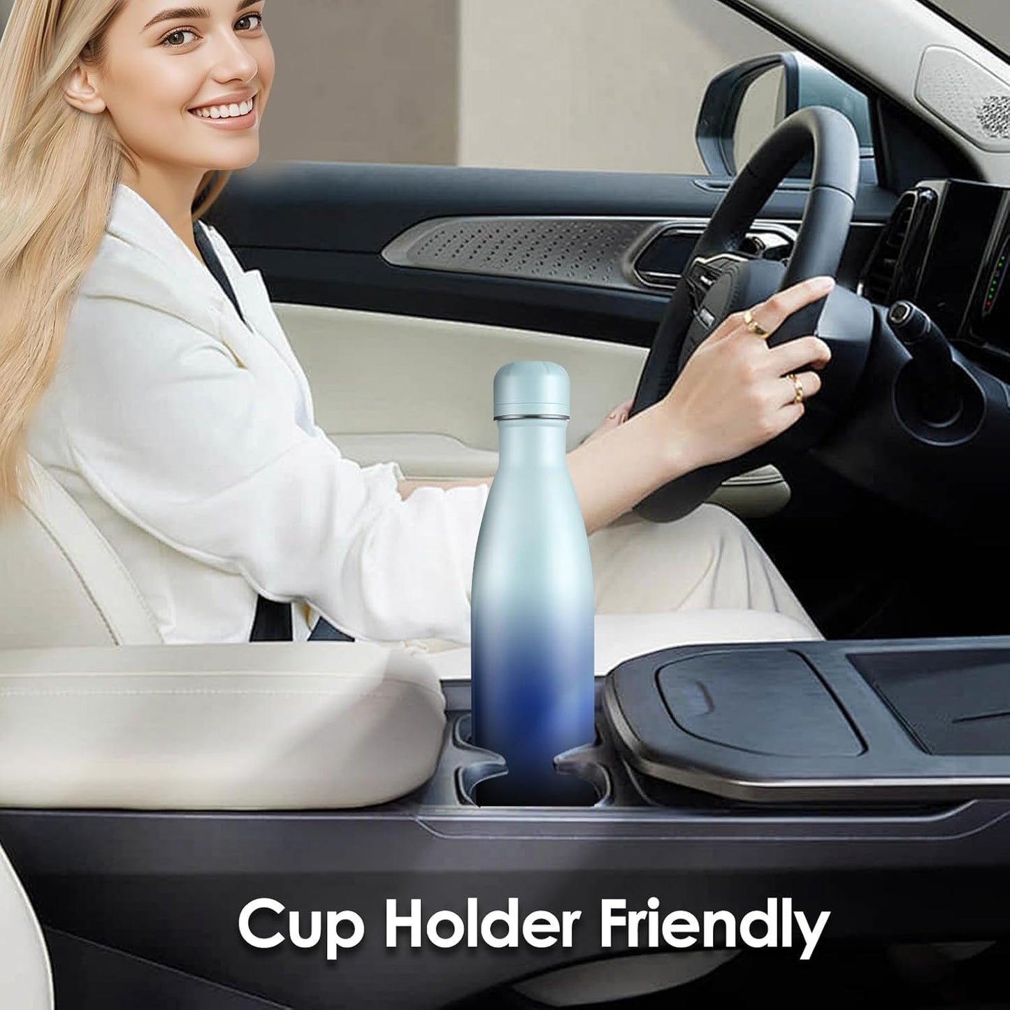 17oz Cola-Bottle Shaped Stainless Steel Leak-proof Water Bottle,Double Wall Vacuum Insulated Metal,Travel Mug For Sports Indoors & Outdoors,BPA-Free Kids Flasks,Green Blue(4Pack)