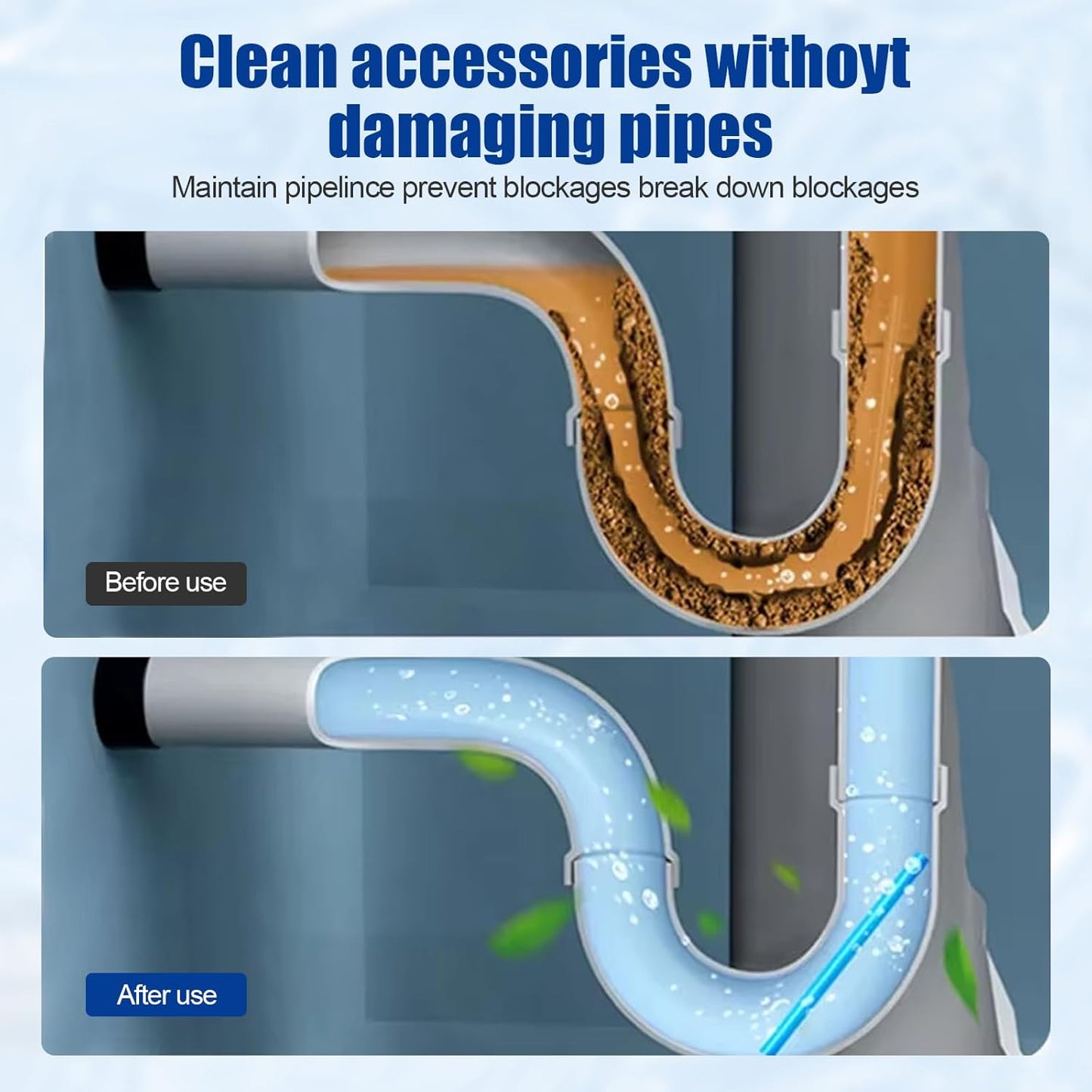 Pipeline Dredging Agent, Drain Clog Remover, Powerful Unclog Sink Drain Cleaner, for Kitchen Bathroom Sinks, Tubs Pipe Cleaning Tool (2PCS)