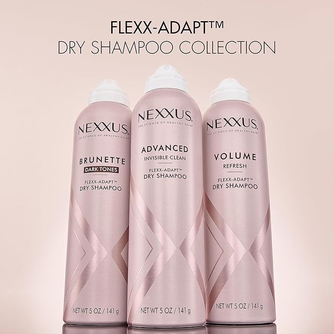 NEXXUS Dry Shampoo, Travel-Size 3-Pack, Advanced Invisible Clean – Instant Oil Control for Soft, Shiny Hair Between Washes, Rose & Waterlily Scent, 1.15 Oz Ea