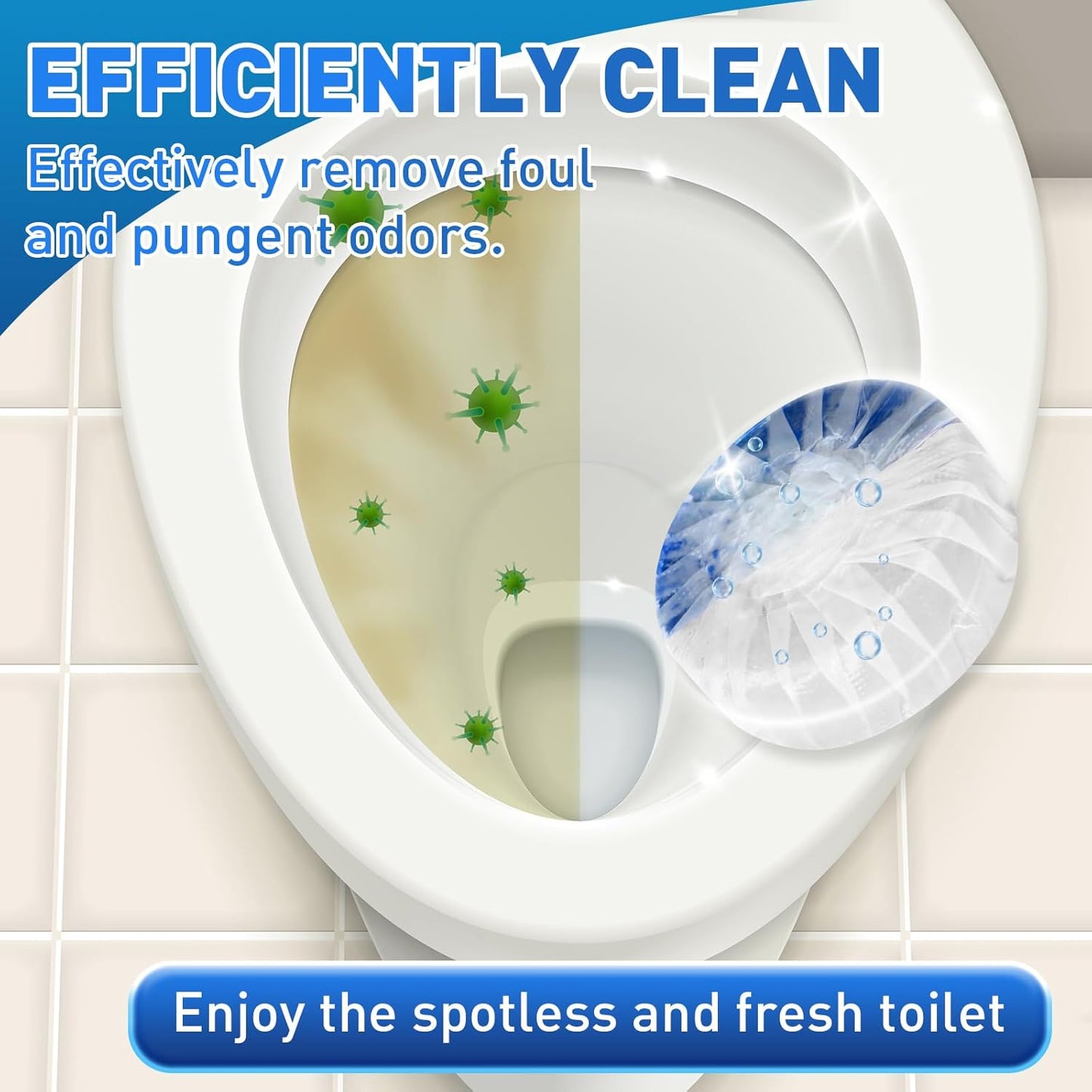 Qualirey 100 Pack Automatic Toilet Cleaner Tablets Toilet Bowl Long Lasting Bathroom Tank Tablets (Blue and White)