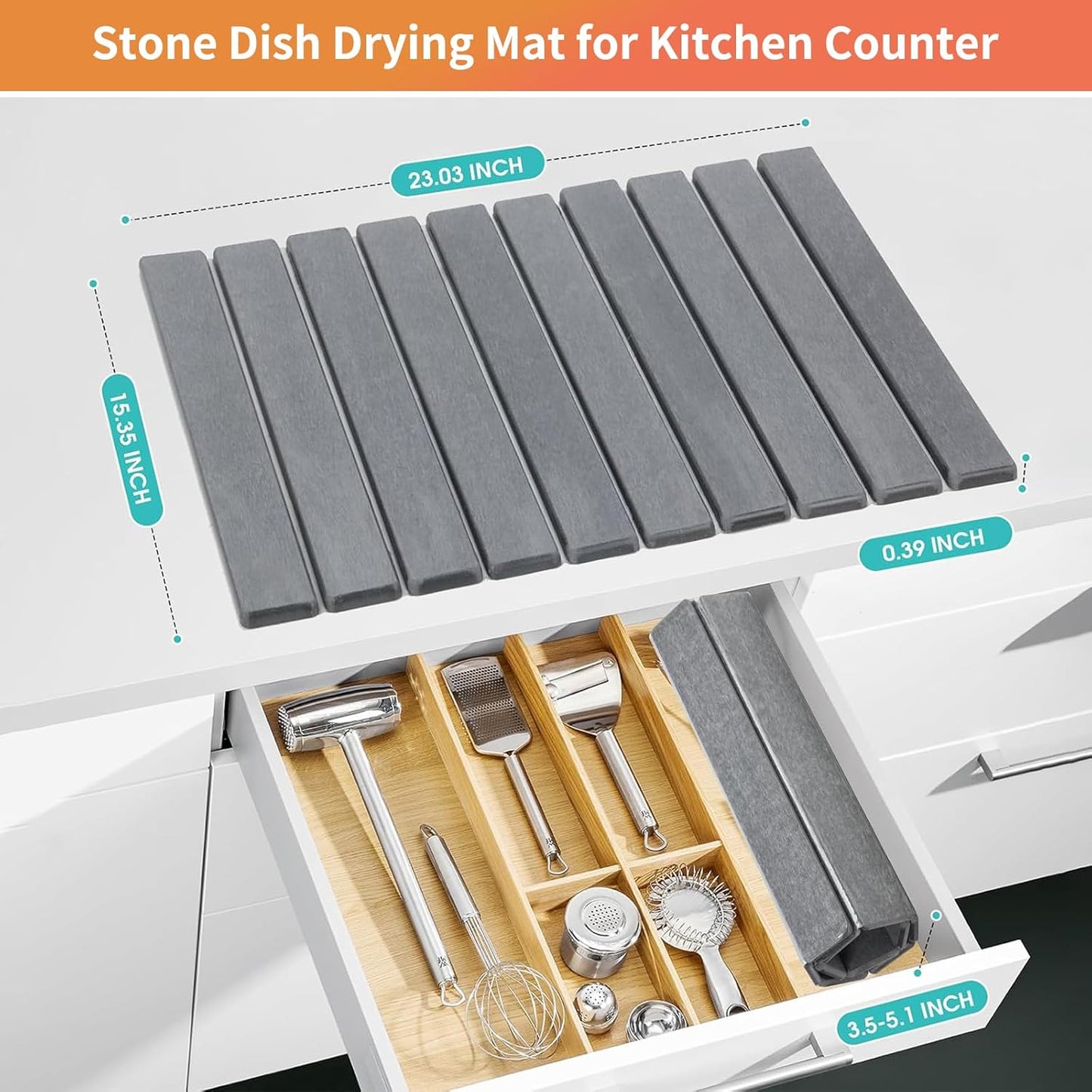 Dish Drying Mats Stone Drying Mat for Kitchen Counter Dish Drying for Kitchen Counter Quick Dry Stone Mat Kitchen Ellipse