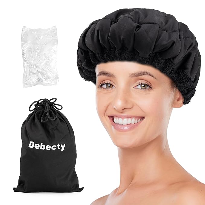 Deep Conditioning , Microwavable Heat Cap for Steaming Hair Styling and Treatment Steam Cap Steaming Haircare Therapy (Black)