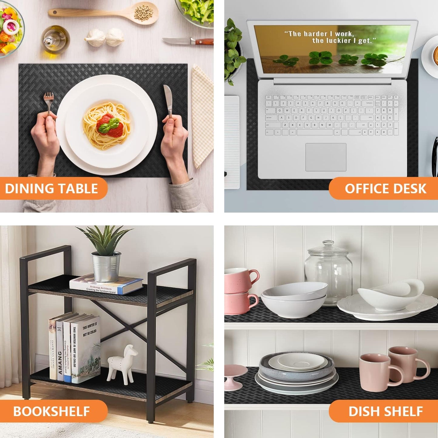 Shelf Liners for Kitchen Cabinets Refrigerator Liners Waterproof & Oil-Proof Kitchen Cupboard Liner Non-Slip Drawer Mats EVA Material Non Adhesive Fridge Liner for Shelves - Black 23.6 x 78.7 Inches