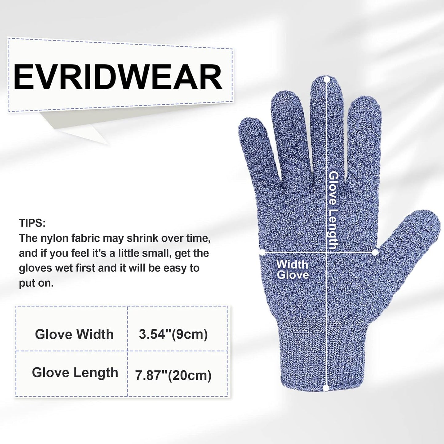 Evridwear Exfoliating Glove for Shower Man and Women, Dual Texture Bath Body Scrub Gloves Dead Skin Cell Remover for Massage (3 Pairs Heavy)