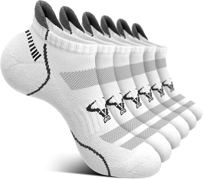 BULLIANT Men Running Socks 6Pairs-Ankle Athletic Socks Wicking Cushioned for Men Walking-Arch Compression Support
