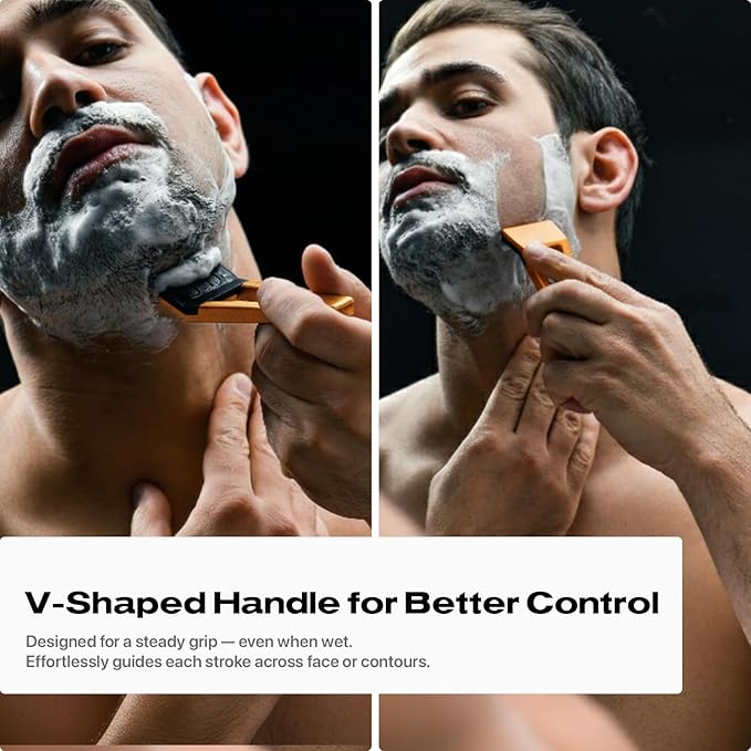 HYPE X1 Safety Razor Custom Pro Set - Magnetic Comfort (C), Sensitive (S) & Ultra-Close (UC) Shave Settings, 20 Non-Proprietary Blades - Single Blade Gentle Shaving Razors For Men and Women - Orange