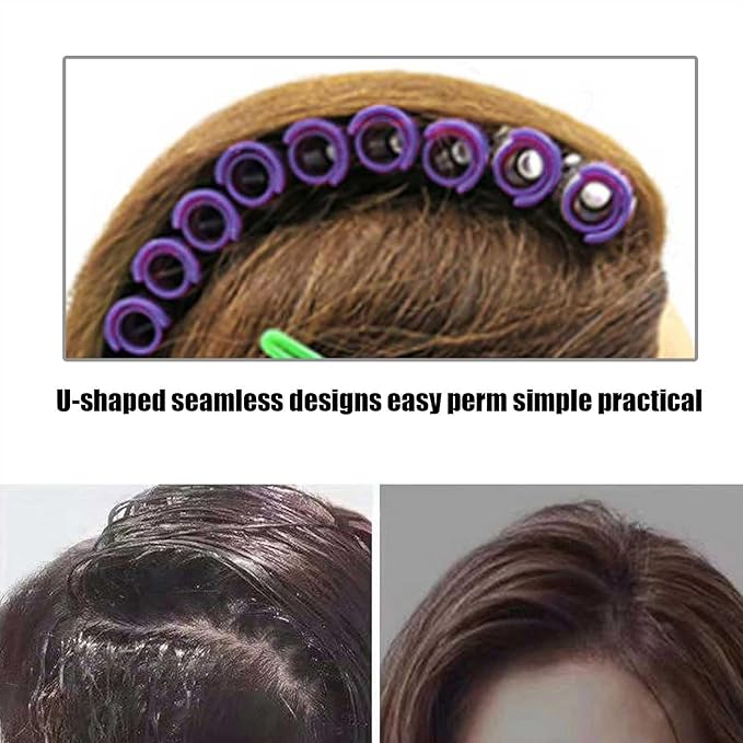 Fluffy Korean Perming Rod Rollers, 20pcs Hair Curling and Styling Kit for DIY Root Perm (Purple)