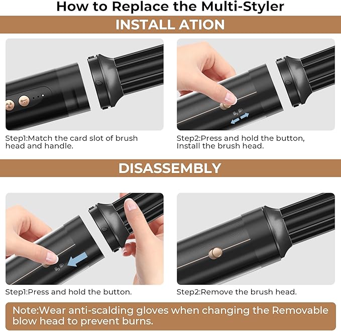 Hair Dryer Brush 7 in ONE, Detachable Fast Drying, Volumizing, Curling, Straightening, Ionic Hair Dryer with Diffuser, Powerful Blow Dryer Brush with Auto- Wrap Curler, Hair Styling Tools Storage Case