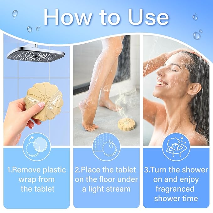 Shower Steamers 6 Pack Shower Bombs with Unique Shapes & Scents, Orange Peppermint Lemon Rose Chamomile Sea, Self Care Shower Steamer, Stocking Stuffers Christmas Gifts for Women, Men