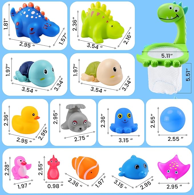 Bath Toys for Kids Ages 1-3, 14PCS Ocean Animal Bathtub Toys, Light Up Sensory Shower Toy Set for Baby 6-12-18 Months Bathtime, Birthday Gifts for Toddler Boys Girls 1 2 3 4 5 6 Years Old