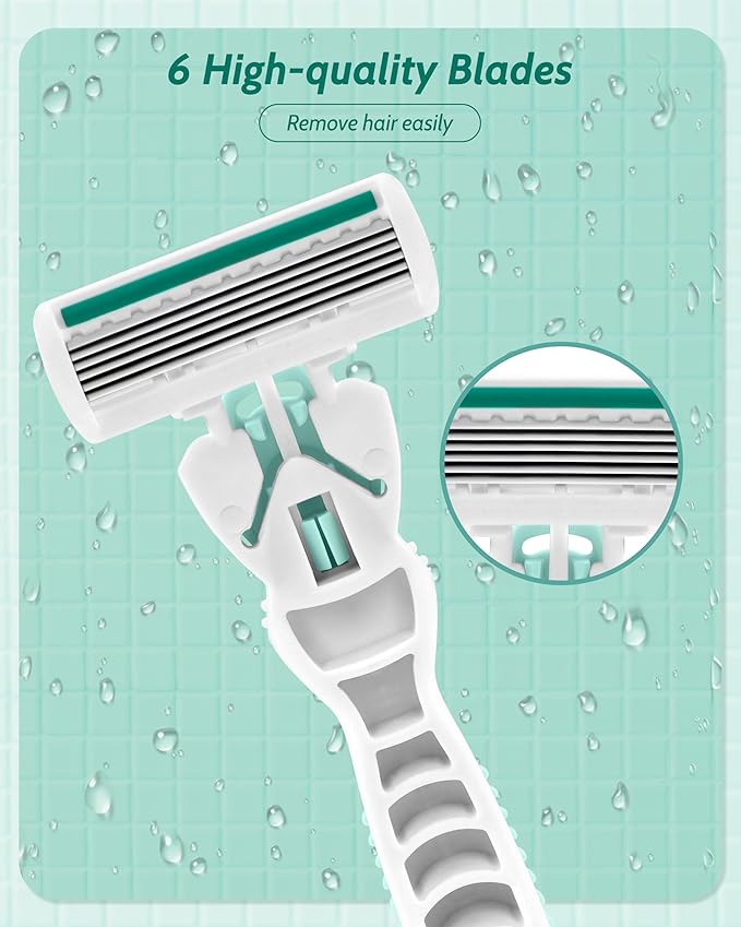 1 Travel Razors for Women with 12 Blade Refills, Green