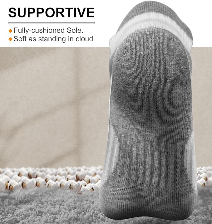 BULLIANT Men Running Socks 6Pairs-Ankle Athletic Socks Wicking Cushioned for Men Walking-Arch Compression Support