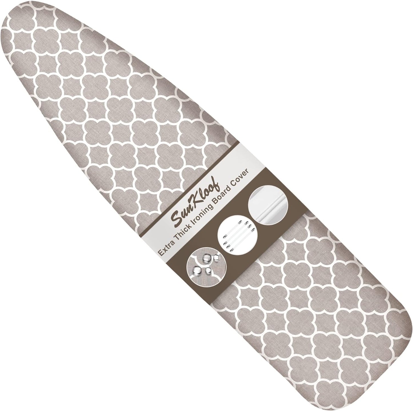 Extra Thick Ironing Board Cover and Pad, Resist Scorching and Staining, 15x54 Reflective Silicone Ironing Board Cover, Elastic Edges, 4 Fasteners, Protective Scorch Mesh Cloth