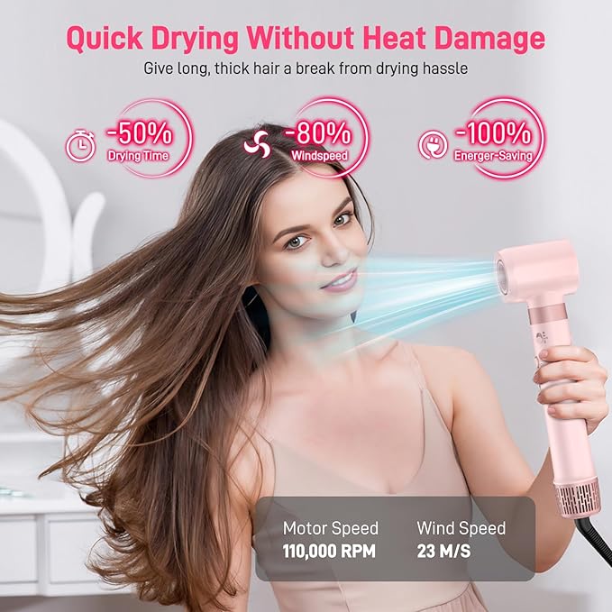 Dual Voltage Hot Air Styler Wrap - 5 in 1 Hair Dryer Brush with Fast Drying Blow Dryer, Styling, Straightening & Volumizing with Travel Bag (100V–240V)