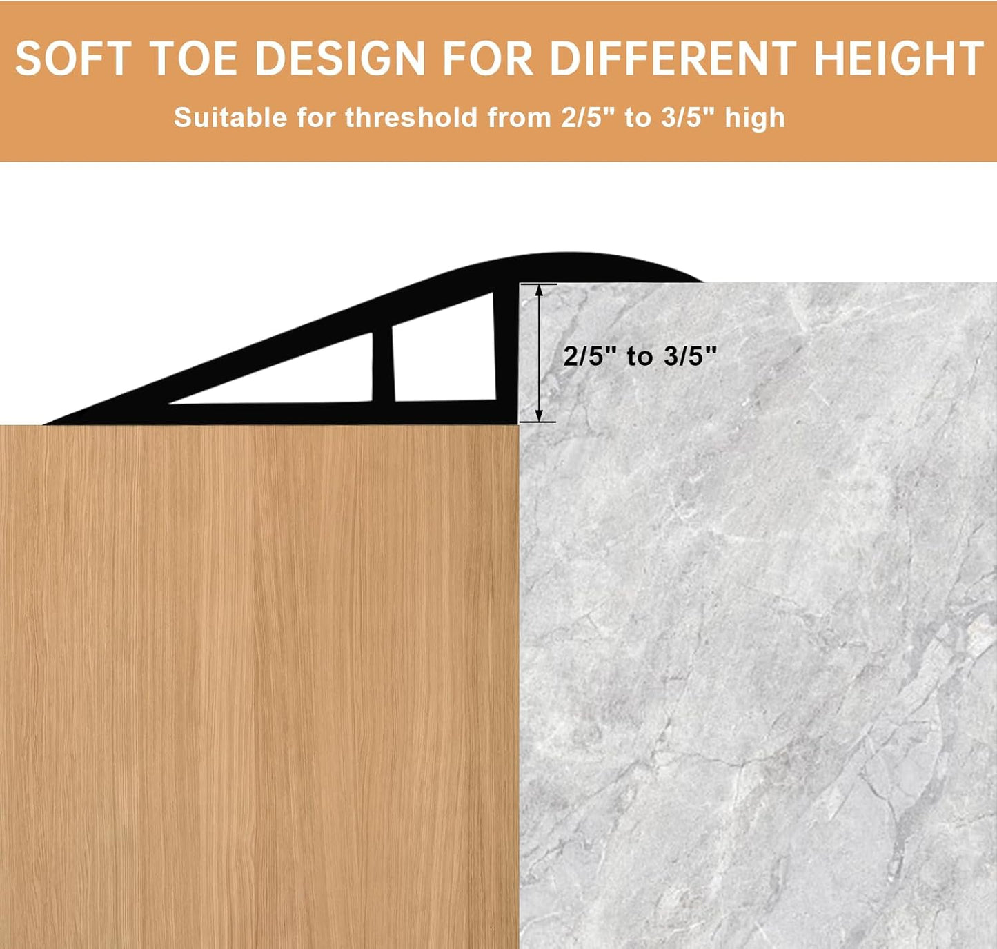 Vinyl Door Threshold Flooring Transition Strip Self Adhesive Carpet Edging Strip for Laminate Doorway Edge Threshold from 2/5" to 3/5" (Light Brown Wood Grain, 10 Ft)