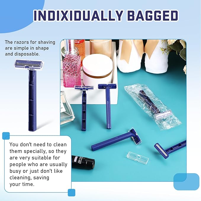 Chumia Twin Blade Razors for Men Stainless Steel Disposable Razors Men Bulk Plastic Shavers Multipurpose Portable Manual Disposable Shavers for Bathing Hotel Travel(150 Pieces)