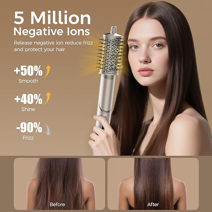 Hair Styler Hot Air Styler - Fast Drying No Heat Damage Ionic Blow Dryer Brush for Women Volumizing, Curling, Straightening, Frizz-Free Multi-Styler