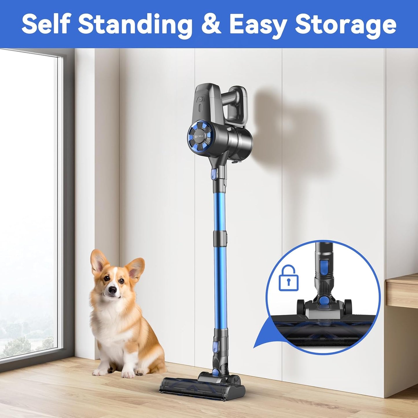 Cordless Vacuum Cleaner, 8-in-1 Lightweight Stick Vacuum with Powerful Suction, Self-Standing, 40 Mins Max Runtime, Rechargeable Vacuum Cleaners for Home, Hardwood Floor, Carpet, Pet Hair N3S