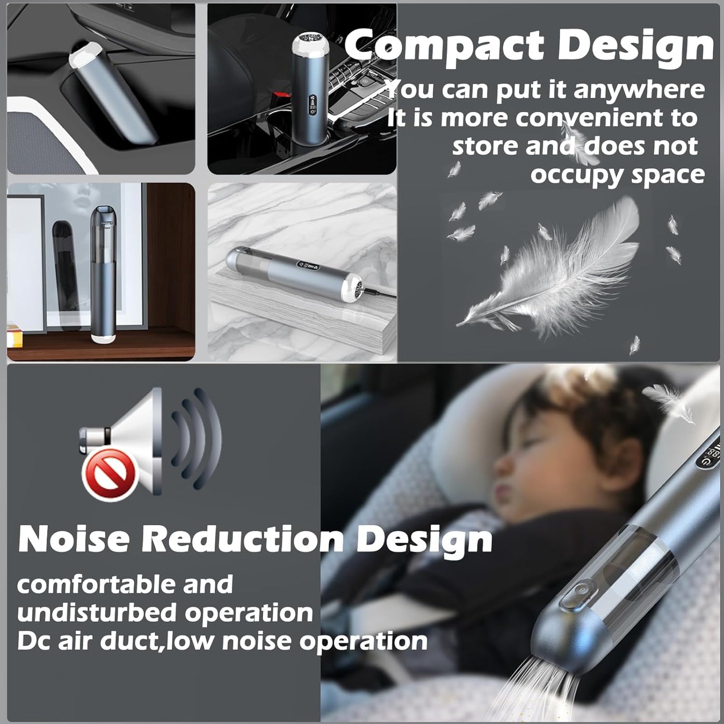 TEZILON Car Vacuum Cleaner 18000Pa Powerful Suction HEPA Filter, Portable Cordless Handheld Vacuum Vehicle Home with LED Display Air Duster Rechargeable Lightweight Multi-Nozzles for Pet Hair Keyboard