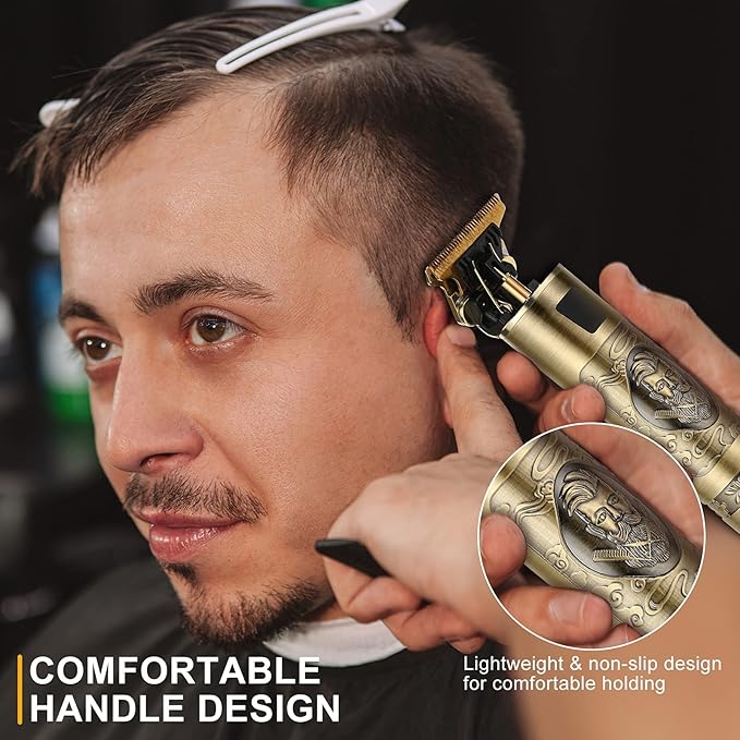 Cordless Hair Clippers for Men Professional Hair Trimmer LCD Display 0mm Baldheaded Clippers for Hair Cutting Men Grooming Kits Rechargeable, Gold