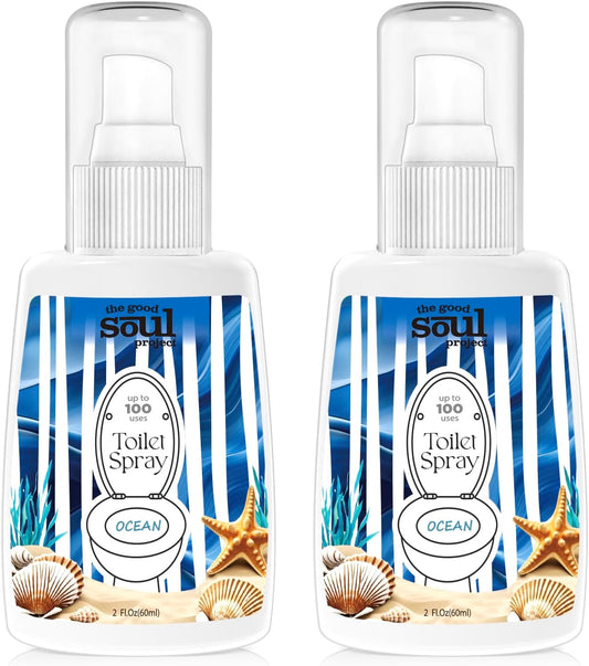Toilet Spray, Ocean Scent, Eliminates Bathroom & Toilet Odors, Travel Size Air Freshener Spray, 2 Fl.Oz(2 Pack)