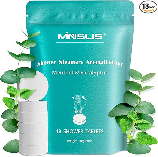 Shower Steamers Aromatherapy, 18-Pack Shower Bombs, Long-Lasting Shower Tablets Essential Oil Stress Relief and Relaxation Bath Gifts for Women and Men (Eucalyptus & Menthol)