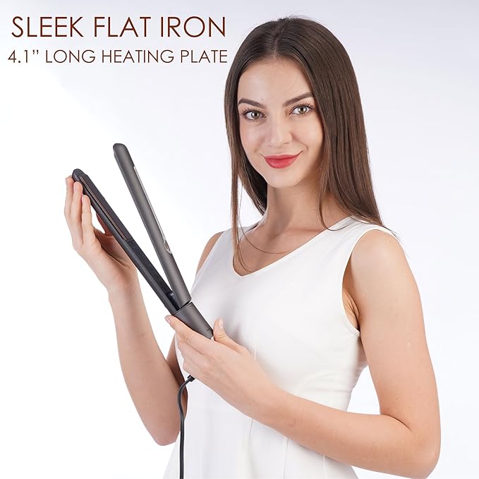 NITION Ceramic Tourmaline Flat Irons for Hair LCD Hair Straightener MCH Fast Straightening for Healthy Styling. 6 Temperature Levels 265-450°F Adjustable for All Hair. Travel Pouch Bag Included. Black