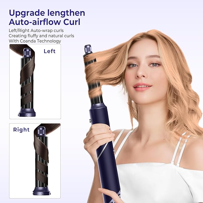 6 in 1 Hair Dryer Brush, Foldable Blow Dryer Brush with Wrap Curler, Detachable Air Hair Styler Curling, Drying,Volumizing, Straightening, Negative Ionic Hair Dryer with Diffuser, Hair Styling Tools