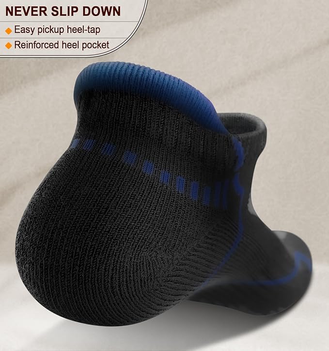 BULLIANT Men Running Socks 6Pairs-Ankle Athletic Socks Wicking Cushioned for Men Walking-Arch Compression Support