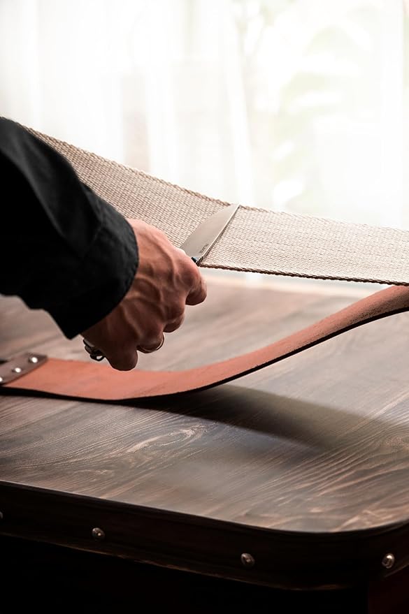 Razor Strop - Barber's Latigo Leather Straight Razor Strop. Dual Strap that will be a Great Addition for Any Straight Razor. PREMIUM LEATHER Strop for Sharpening. (Brown)