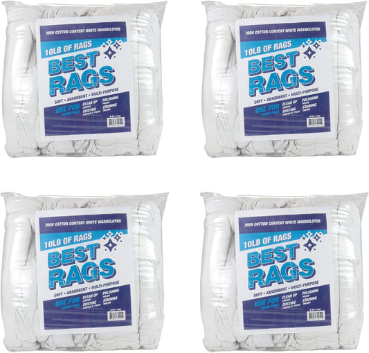 Arkwright W11 Terry Cloth Towels for Cleaning - Case of 4 - Soft Cotton Blend Washable Multi-Purpose Bar Mop, Absorbent & Quick Dry, Bulk Bag of Rags for Kitchen, Auto Shop, and Garage, 10 lb, White