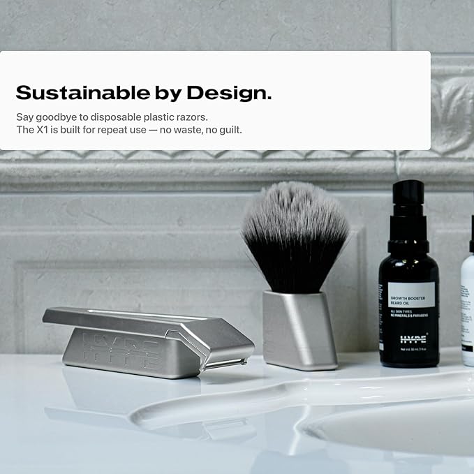 HYPE X1 Safety Razor Custom Pro Set - Magnetic Comfort (C), Sensitive (S) & Ultra-Close (UC) Shave Settings, 20 Non-Proprietary Blades - Single Blade Gentle Shaving Razors For Men and Women - Silver
