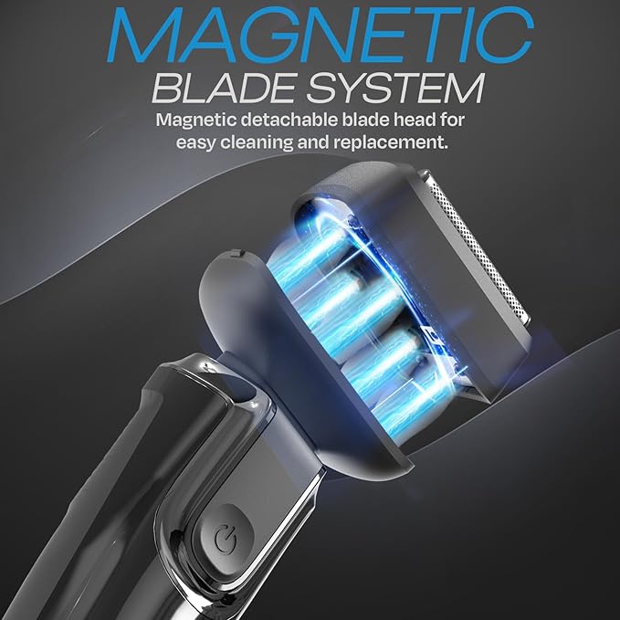 HUMMINGBIRD MK7 Premium Foil Face Shaver, Four Blade Foil Shaver with Long Hair Leveler, Electric Razor for Men, Waterproof Wet & Dry Shave, Cordless USB-C Rechargeable, LED Display, Travel Case