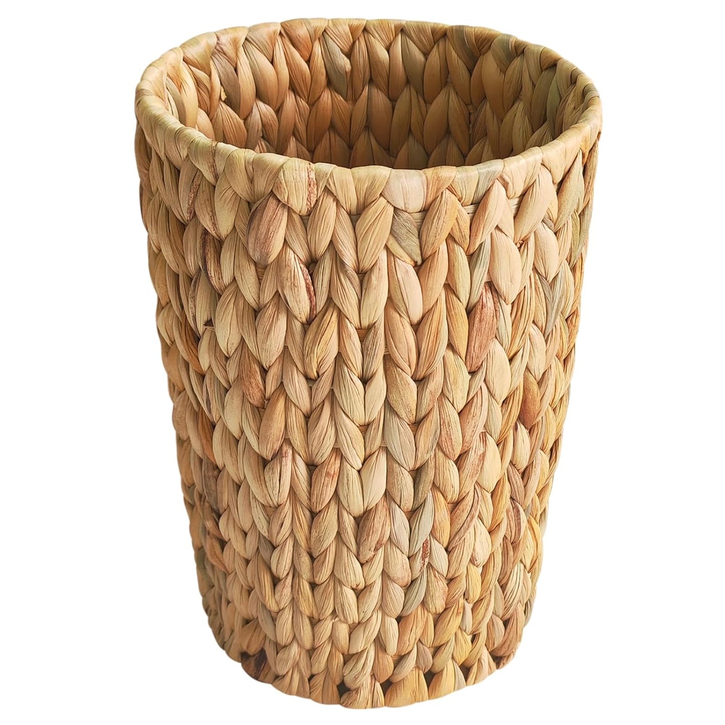 Wicker Trash Can,Small Bathroom Trash Can,Water Hyacinth Wicker Waste Basket for Bathroom,Boho Waste Basket for Bedroom,Home Office,Compact Spaces(2 Gallon Round)