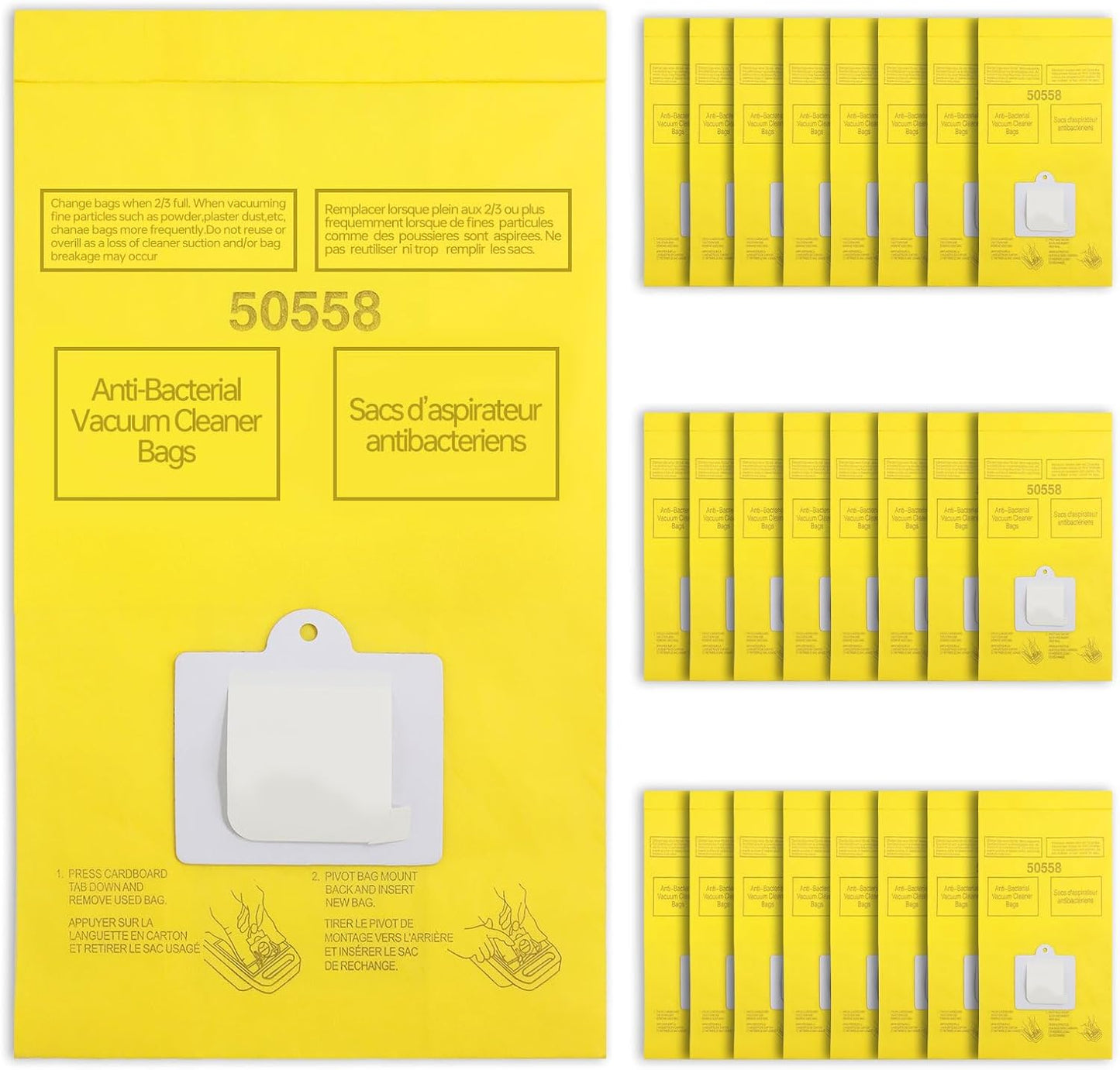 25 Pack Replacement Vacuum Bags - Compatible with Kenmore Canister Type C/Q 5055, 50555, 50557, 50558, and Panasonic Type C-5 C-18 - Premium Canister Vacuum Bags (25PCS)