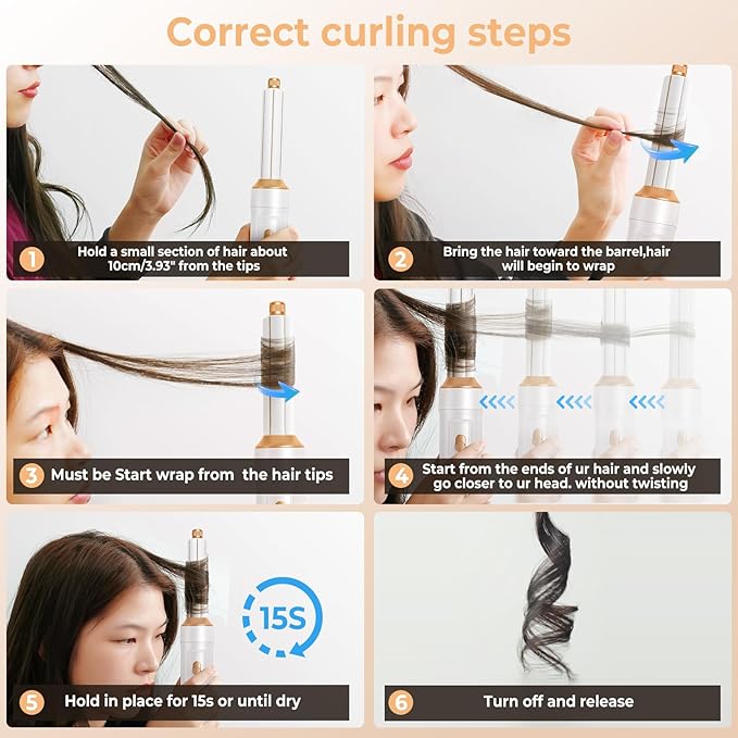 7 in ONE Hair Dryer Brush, Powerful Blow Dryer Brush with Auto- Wrap Curler, Detachable Fast Drying, Volumizing, Curling, Straightening, Ionic Hair Dryer with Diffuser, Hair Styling Tools 100-120V