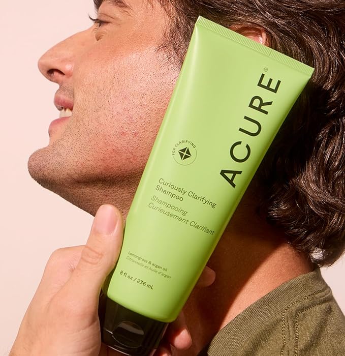 Acure Curiously Clarifying Shampoo - Cleansing & Clarifying Shampoo for Women & Men, Scalp Detox for Product Buildup, Deep Clean for Oily Hair, Detoxify, Remove Build Up, Sulfate Free, Vegan - 8 fl oz