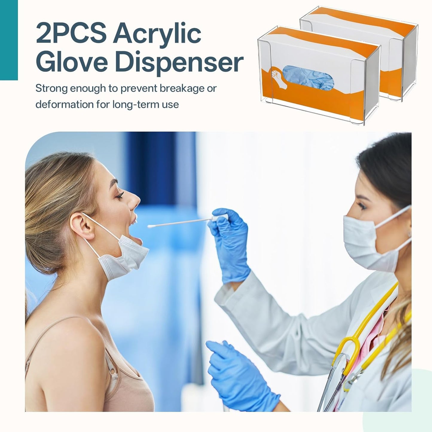 2 Packs Acrylic Glove Holder for Wall Mount, Clear Gloves Box Holders Glove Dispenser Wall Mounted Tissue Box Holder Reusable Kitchen Rack for Gloves Tissue Boxes