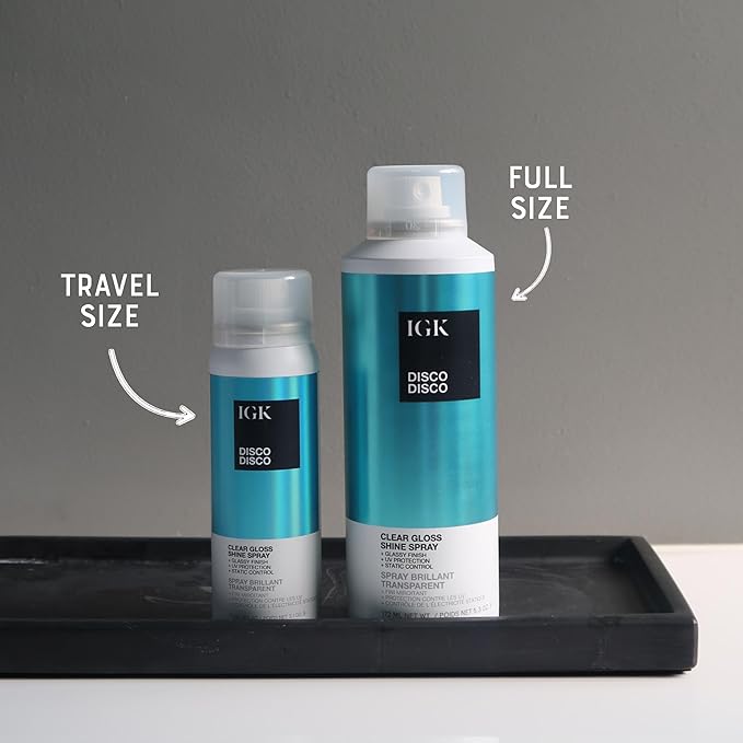 IGK Disco Disco Clear Gloss Shine Spray | Travel Size | Lightweight, High-Shine Finishing Hair Spray | Set of 2 (2.1 Fl Oz)