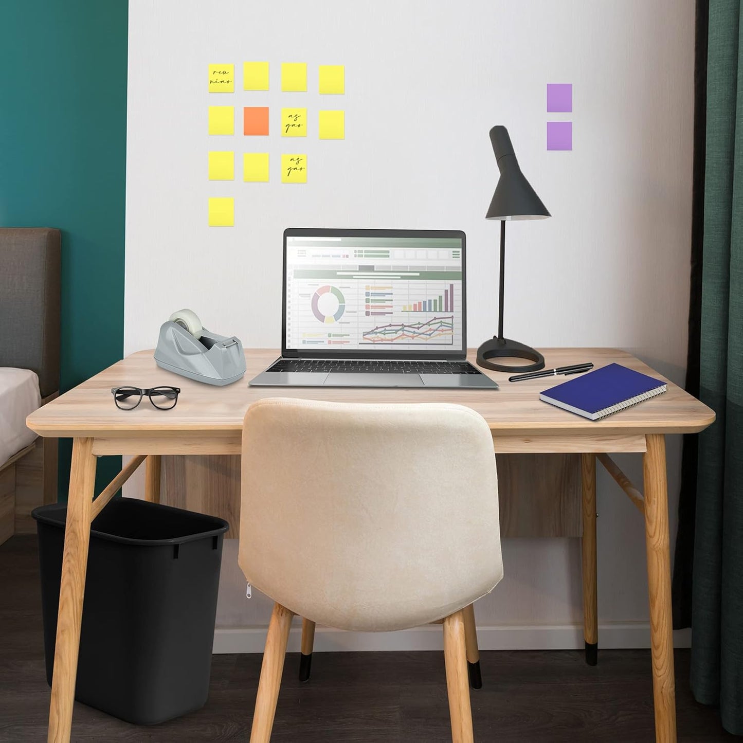 Acrimet Wastebasket, Deskside Bin, 6.75 Gallon/ 27 Quart/ 24 Liter (Plastic) (Black Color) (Set of 4)