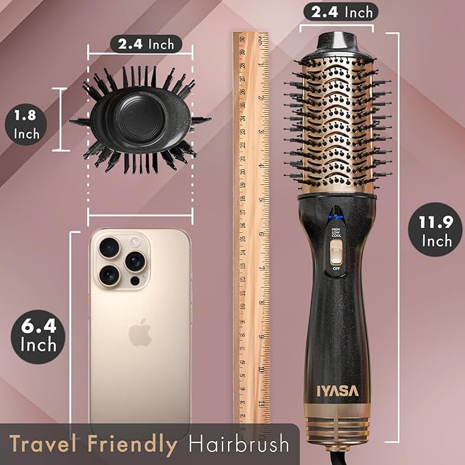 Premium 4-in-1 Oval Blow Dryer Brush, One-Step Hot Air Brush for Smooth, Hair Dryer & Volumizer, Salon Quality, Ionic Blow Dryer Styler & Straightener, Anti-Frizz, Large 3" Barrel, 13" Long