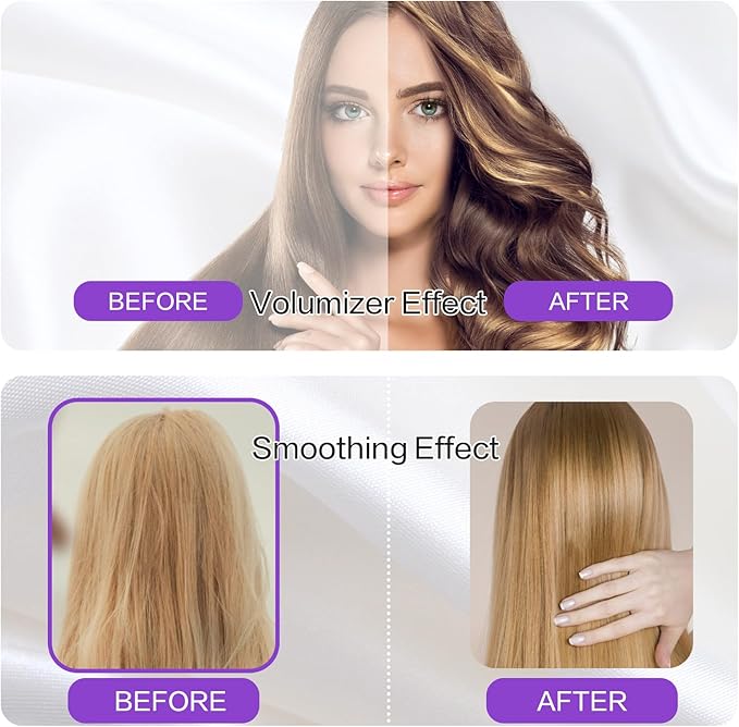 Dan Technology Blow Dryer Brush Hair Dryer Brush Hot Air Blowout Brush 120V 3 Speeds Oval Shape Volumizer Straightener Brush Faster Drying Mini Size Lightweight (Purple)