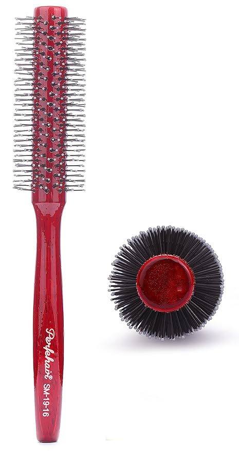 PERFEHAIR Small Round Hair Brush for Blow Drying with Soft Nylon Bristles, 1.5 Inch, Roller Curling Styling Volume Hairbrush for Men and Women Short Thin Curly Hair