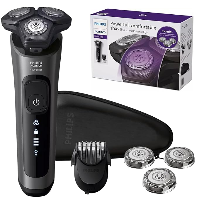 Philips Norelco Electric Shavers for Men, Rechargeable Wet/Dry Electric Shaver with SenseIQ Technology, Cordless Electric Razors for Men with Pop-up Trimmer, Travel Case