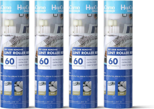 8 inch Large Surface Lint Roller Refills for Scotch-Brite 50% Stickier Lint Roller, Fits Most 8" Supersize Lint Rollers with 1 3/4" ID, Total 240 Easy Tear Sheets (Pack of 4)