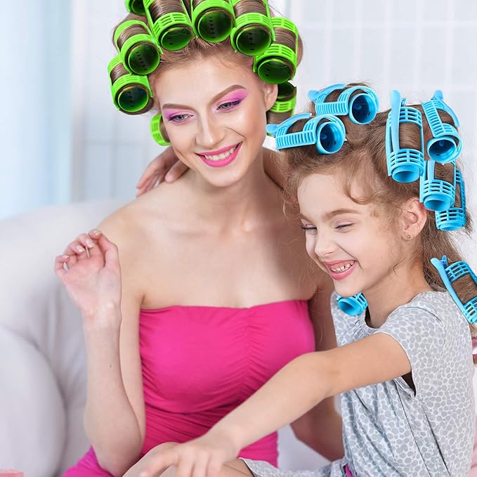 WILLBOND 65 Pieces Rollers Plastic Rollers Hair Curlers Set 4 Sizes for Long Medium Short Hair, Duck Clips Hairnet Hairdressing Styling Tool(Colorful)