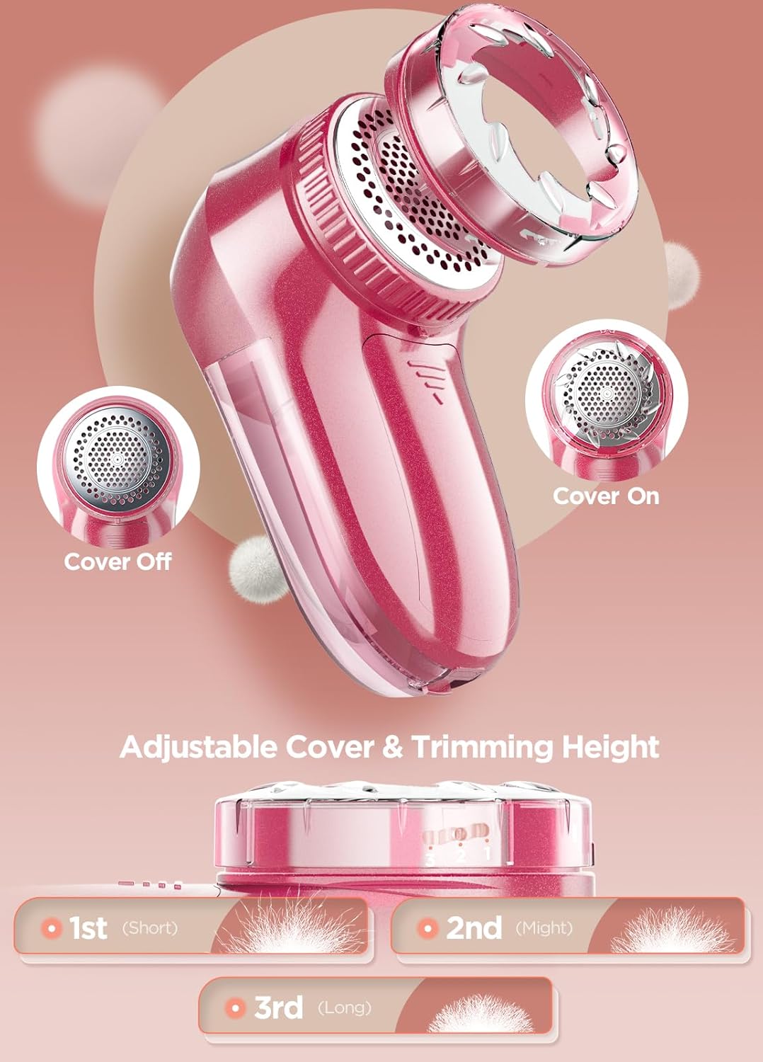 Fabric Shaver, Lint Remover, Bymore Lint Shaver Defuzzer Sweater Shaver for Clothes and Furniture AC Adapter or Battery Operated Pill Fuzz Remover (Bright Red)