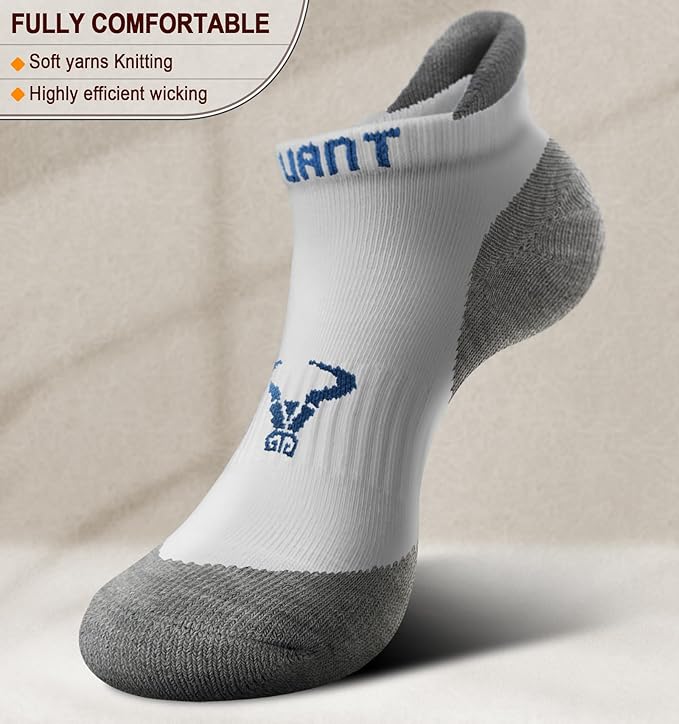BULLIANT Men Running Socks 6Pairs-Ankle Athletic Socks Wicking Cushioned for Men Walking-Arch Compression Support