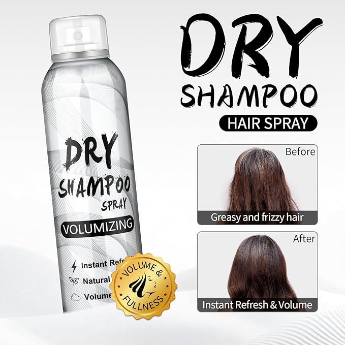 Dry Shampoo Spray,Volumizing Dry Shampoo for Women & Men,Instant Refresh,with Rice Starch & Hydrolyzed Rice Extract,Replenishes Hair Keratin,Nourishes Hair Roots,7.61 oz