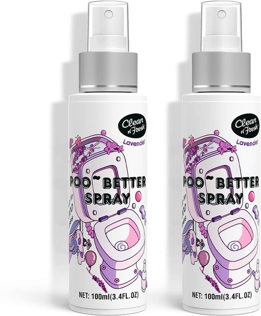 Clean-n-Fresh Toilet Spray for Poop, Lavender 6.8 Fl.Oz, Air Freshener Bathroom Spray, Odor Eliminator| Up to 400+ Uses